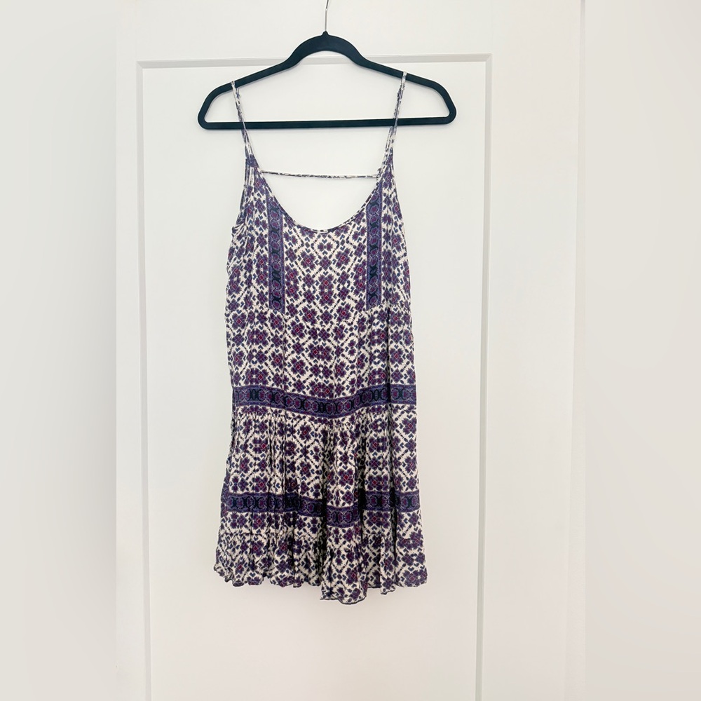 Brandy Melville Purple, Blue, and Cream Babydoll Dress